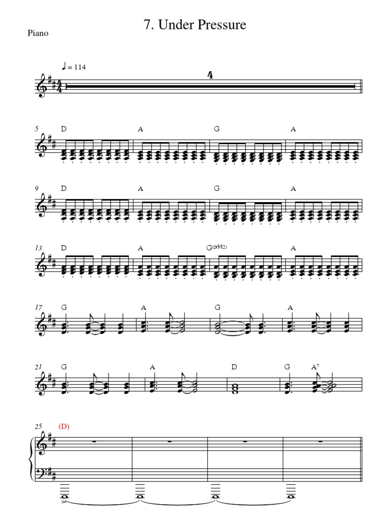 7 Under Pressure Piano