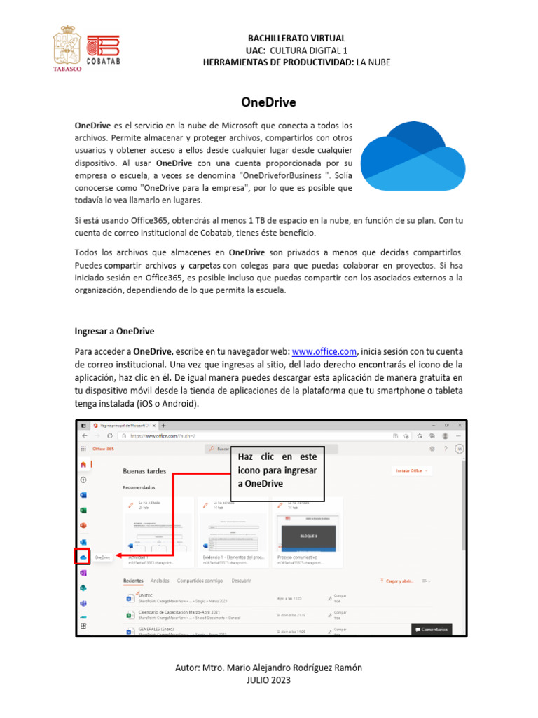 OneDrive Guide for Digital Culture Course | PDF