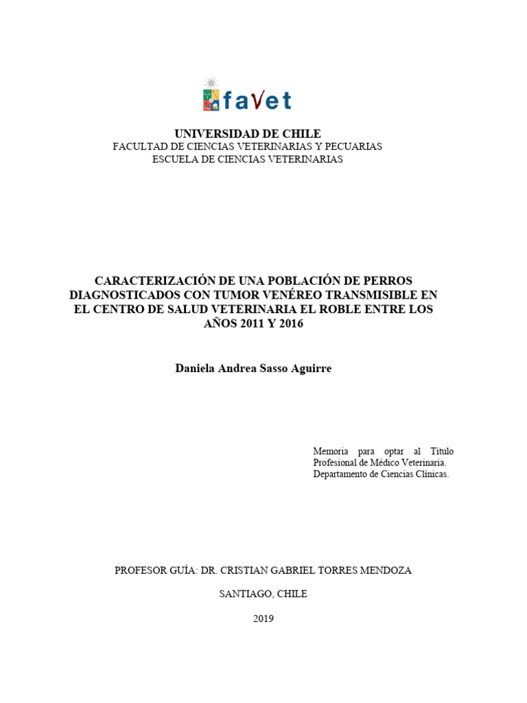 Universidad de Chile: Facultad de Ciencias Veterinarias Y Pecuarias ...