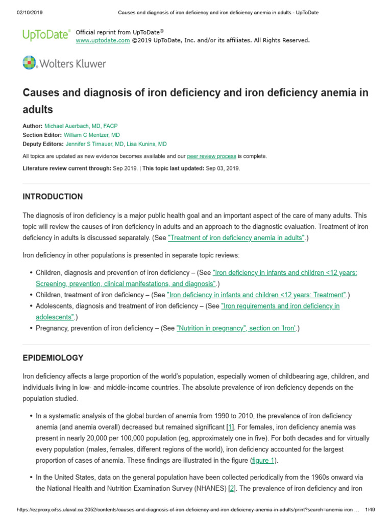 Causes and Diagnosis of Iron Deficiency and Iron Deficiency Anemia in ...