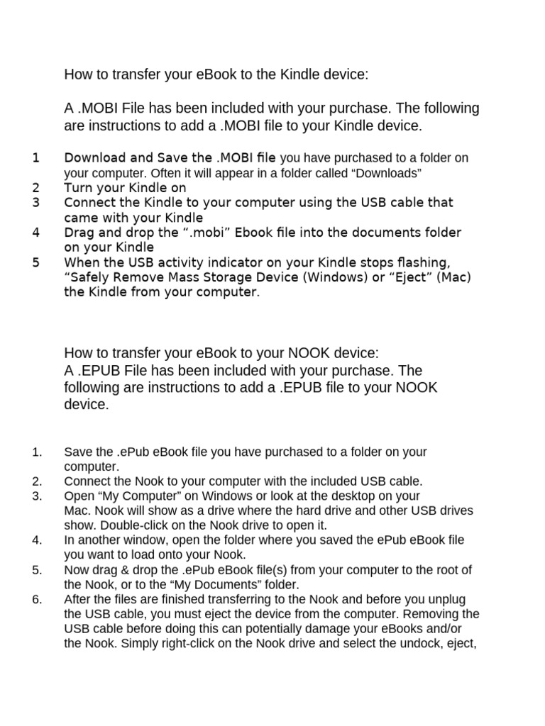 Transfer eBooks to Kindle and NOOK Devices | PDF