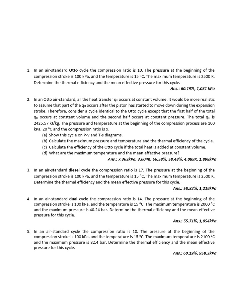 Assignment (3) MEPN On Air Standard Cycles | PDF