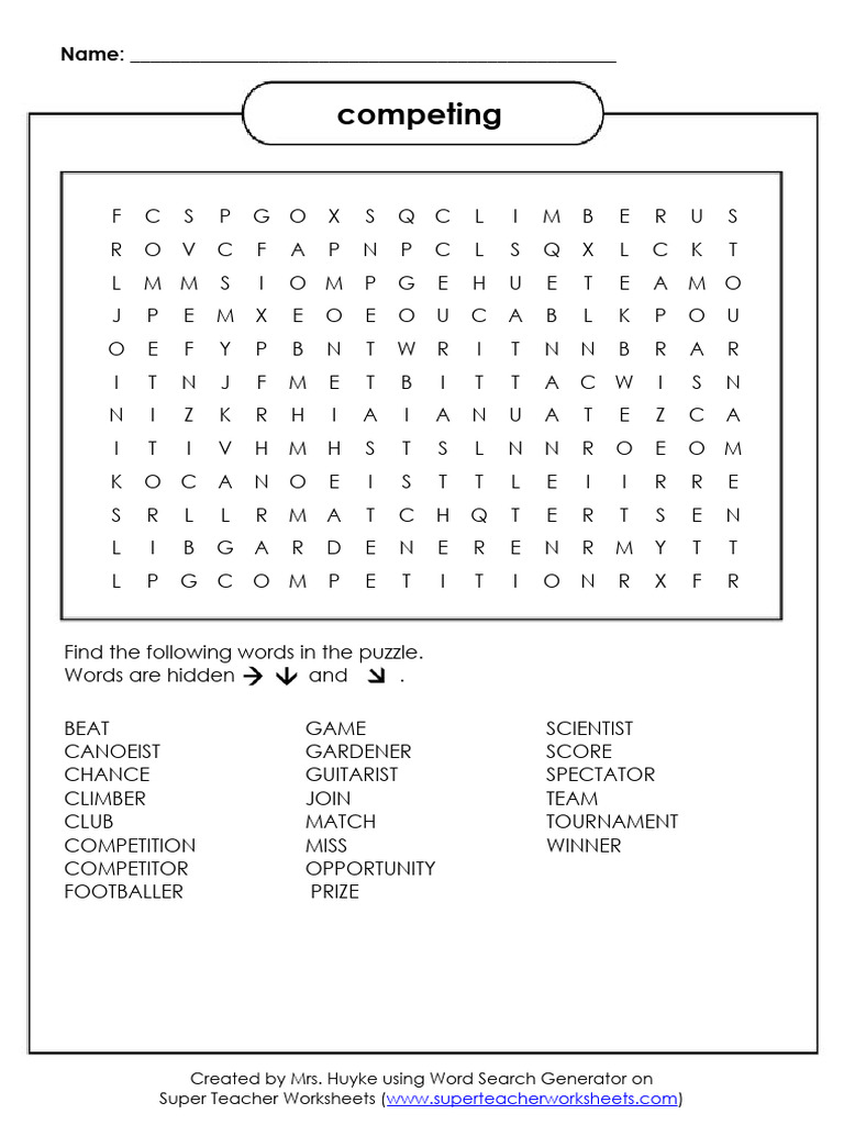 Word Search - Competing | PDF