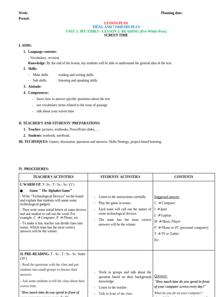 Unit 1 - Lesson 2 - Reading | PDF