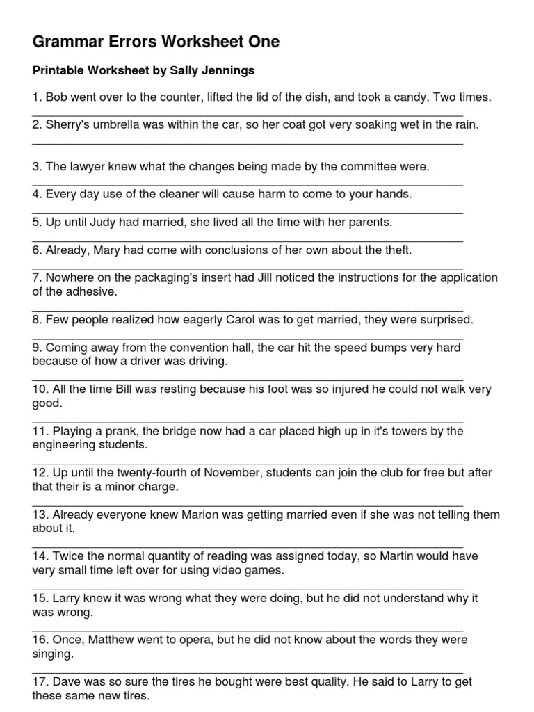 Grammar Errors Correction Worksheet | PDF | Leisure