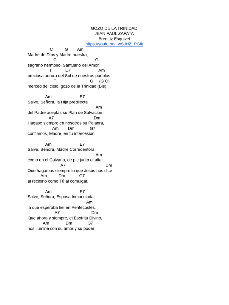 Gozo de la Trinidad - Letra y Acordes | PDF