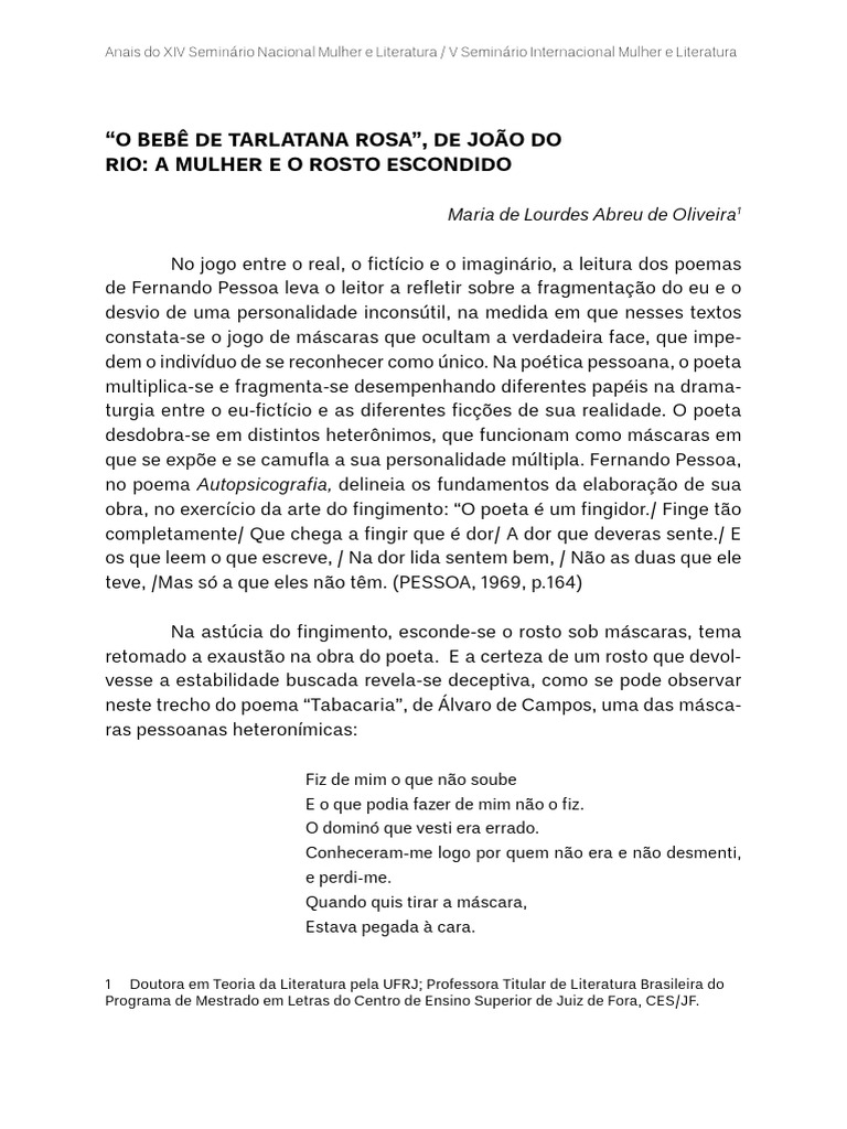 O Bebe de Tarlatana Rosa de Joao Do Rio | PDF