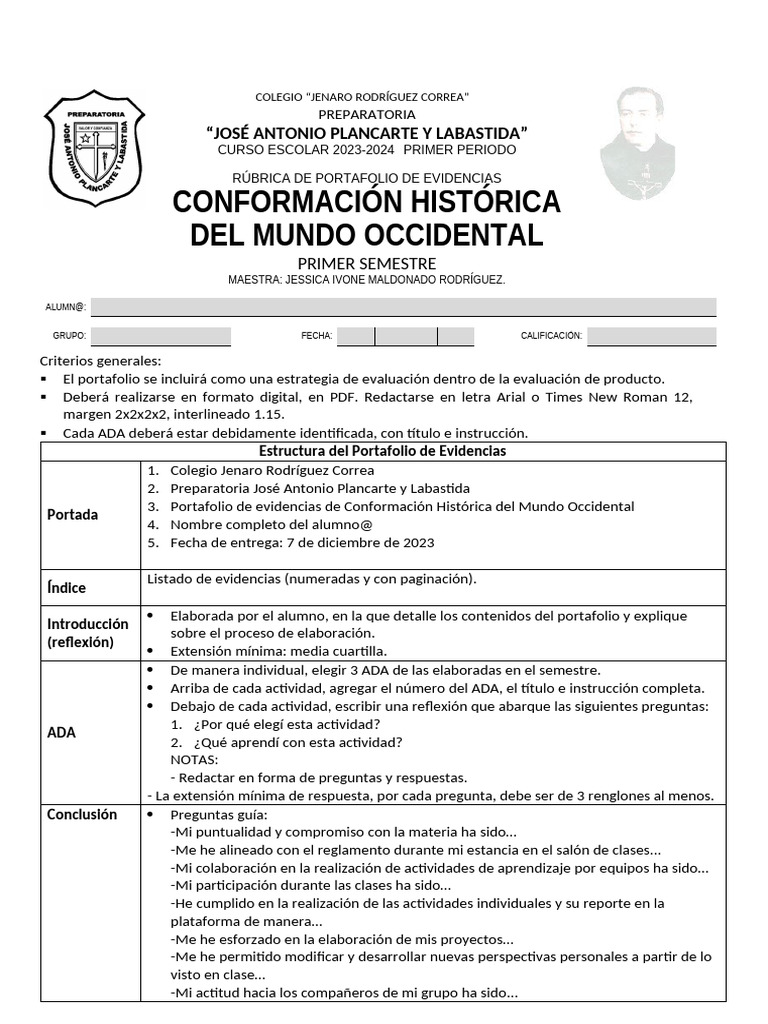 Rúbrica PE CHMO 1°A | PDF