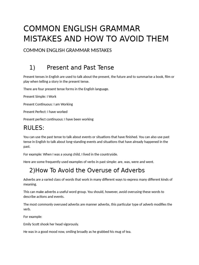 Common English Grammer Mistakes | PDF | Grammatical Number | Language ...