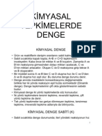 Kimyasal Tepkimelerde Denge