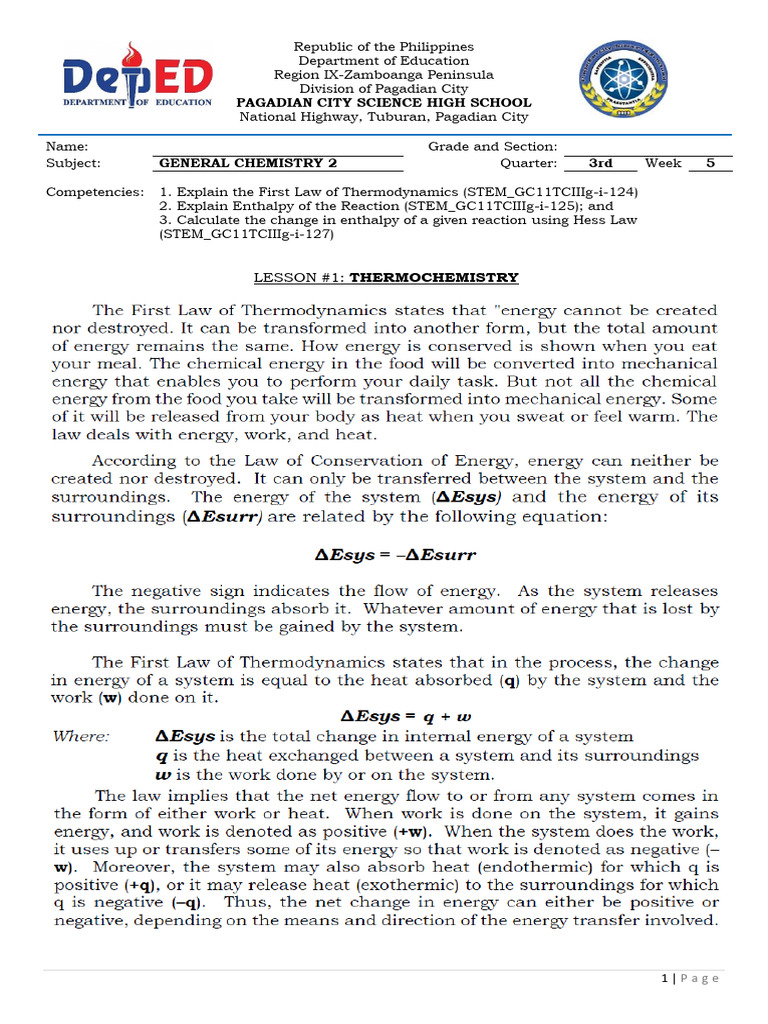 General Chemistry 2 - Q3 Week 5 | PDF