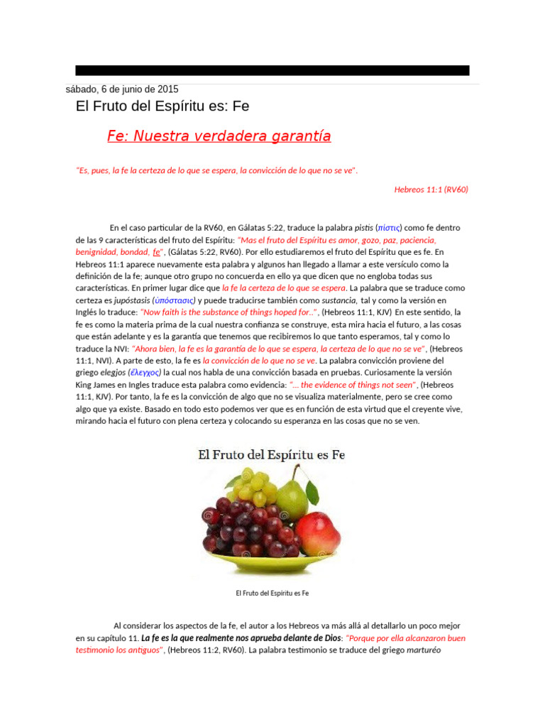 El Fruto Del Espiritu Santo La Fe | PDF