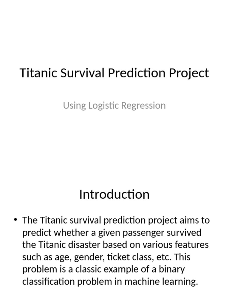 Titanic Survival Prediction Project PPT-1721199282637 | PDF