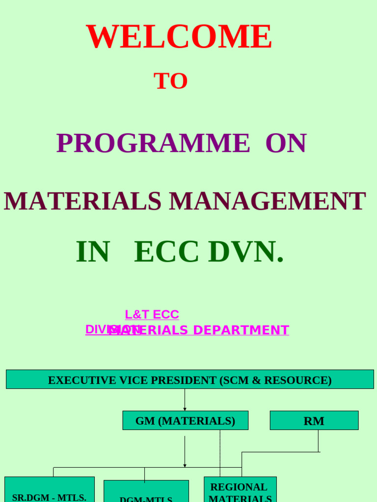 L&T ECC Materials Management Overview | PDF | Taxes | Budget