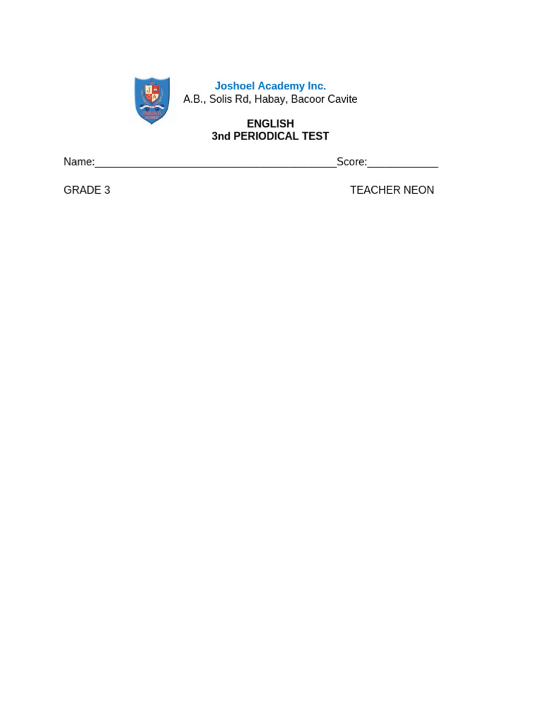 3rd monthly test pdf