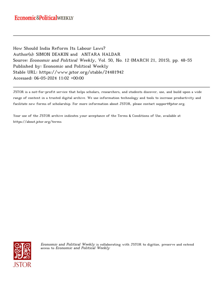 India Labour Law Reform Analysis | PDF | Market (Economics) | Labour ...