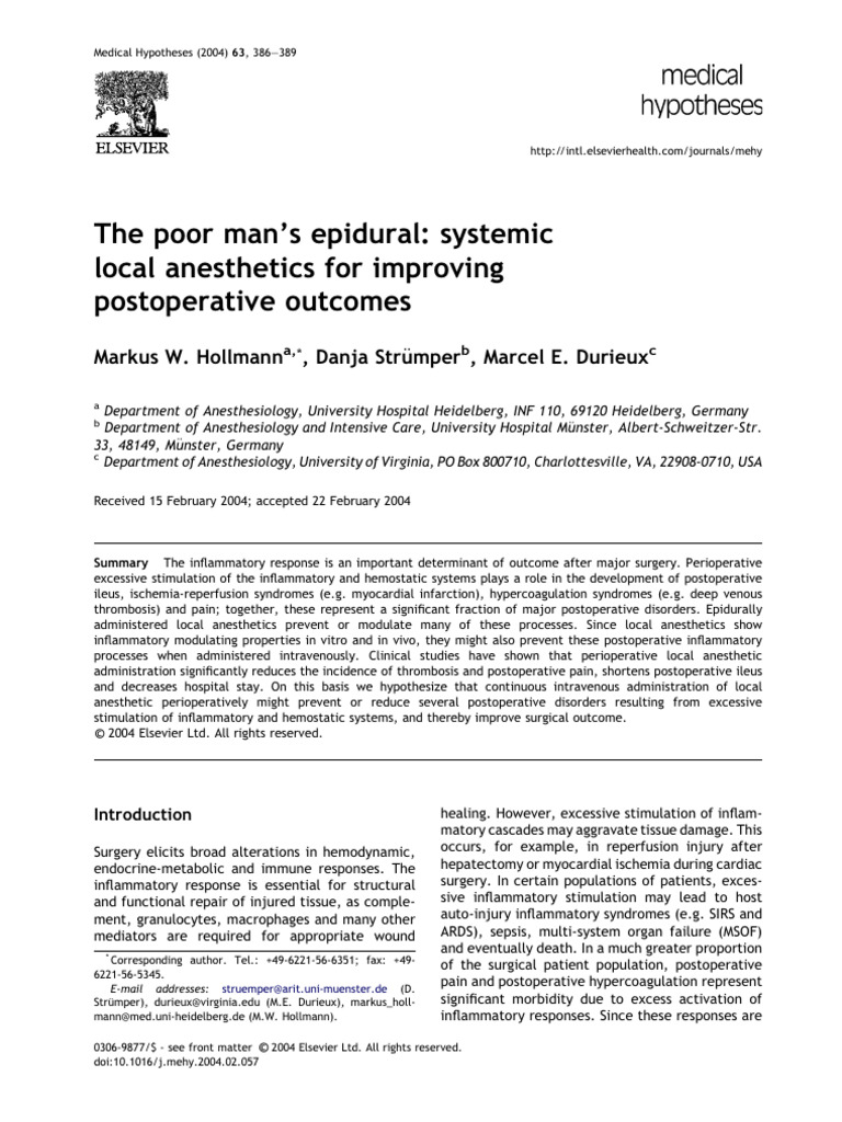 2004 Review Systemic Local Anesthetics For Improving Postoperative ...