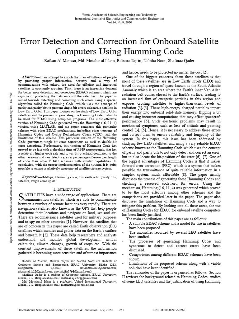 Error Detection and Correction For Onboa | PDF