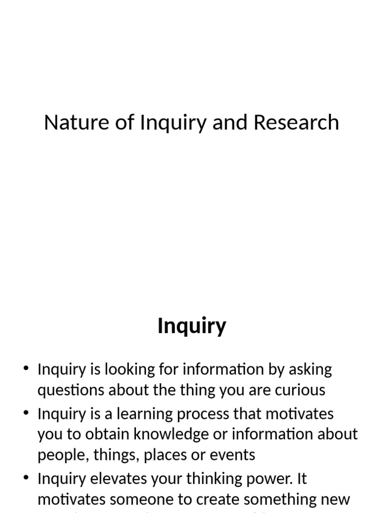Nature Of Inquiry And Research Pdf