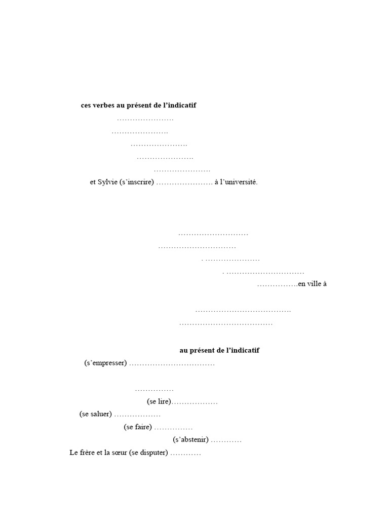 Exercices sur les verbes pronominaux | PDF | Arts du langage et ...