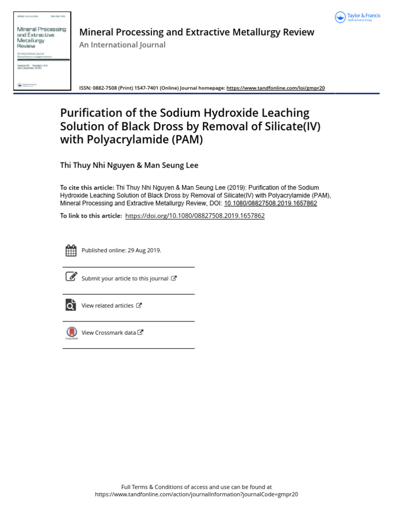 Purification of The Sodium Hydroxide Leaching Solution of Black Dross ...
