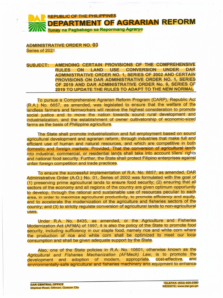 DAR ao-03-amending-certain-provisions-of-the-comprehensive-rules-on ...