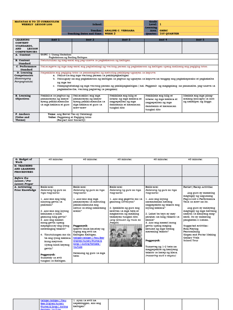 LE - GMRC 1 - Q1 - Week 2 Finalized | PDF
