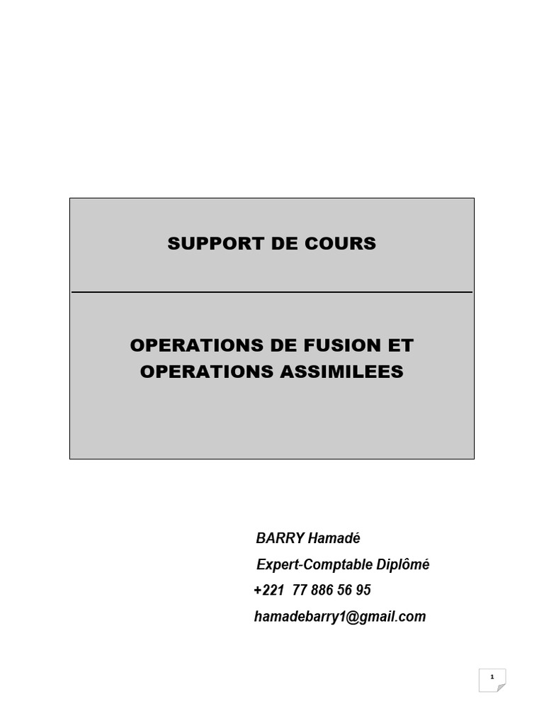 Support Fusion Et Operations Assimilees | PDF