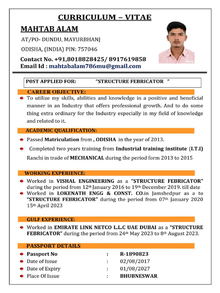 Mahtab Alam Fabricator | PDF