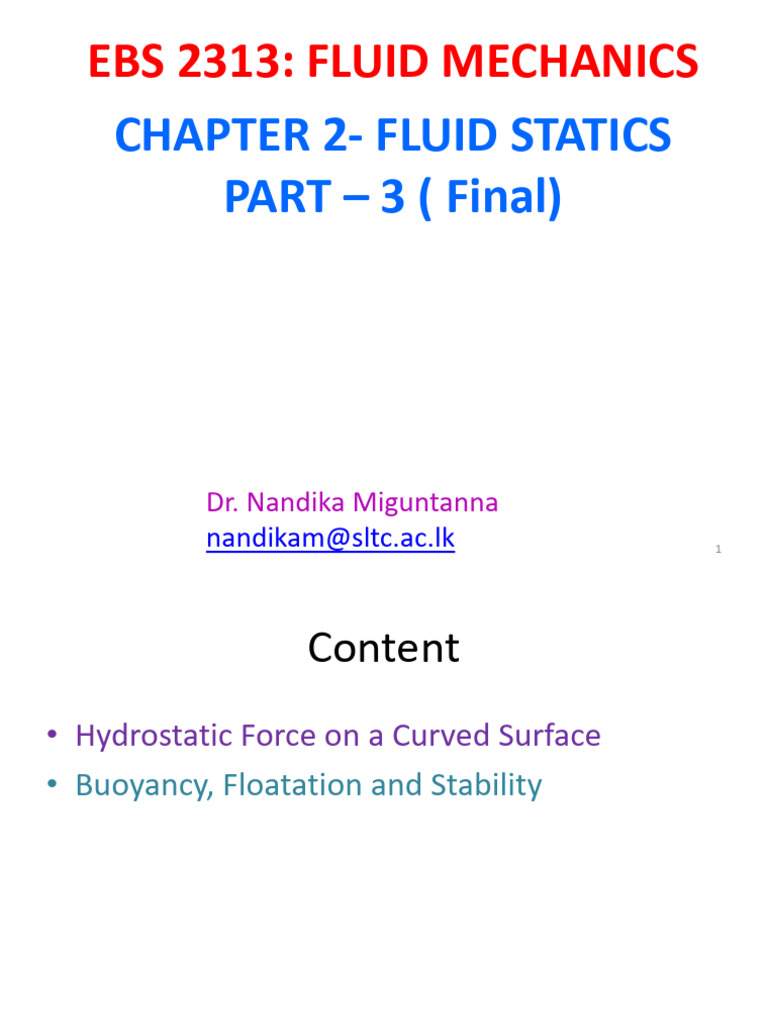 Fluid Statics: Hydrostatics & Buoyancy | PDF | Buoyancy | Science ...