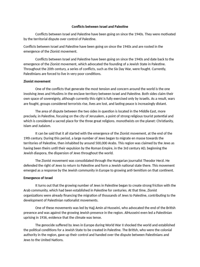 Israel-Palestine Conflict Overview | PDF | Israel | World Politics