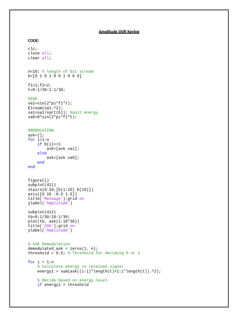Amplitude Shift Keying Pdf Modulation Electronics