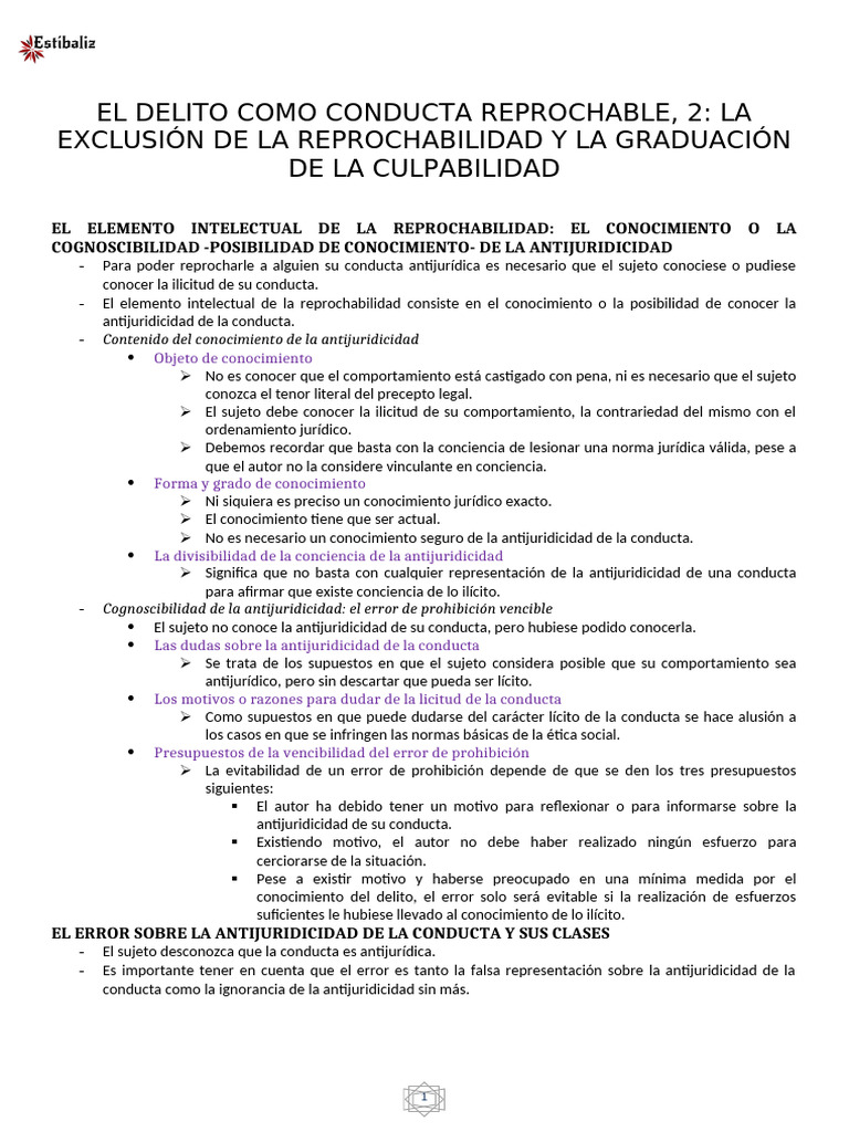 Tema 14 - El delito como conducta reprochable 2 | PDF