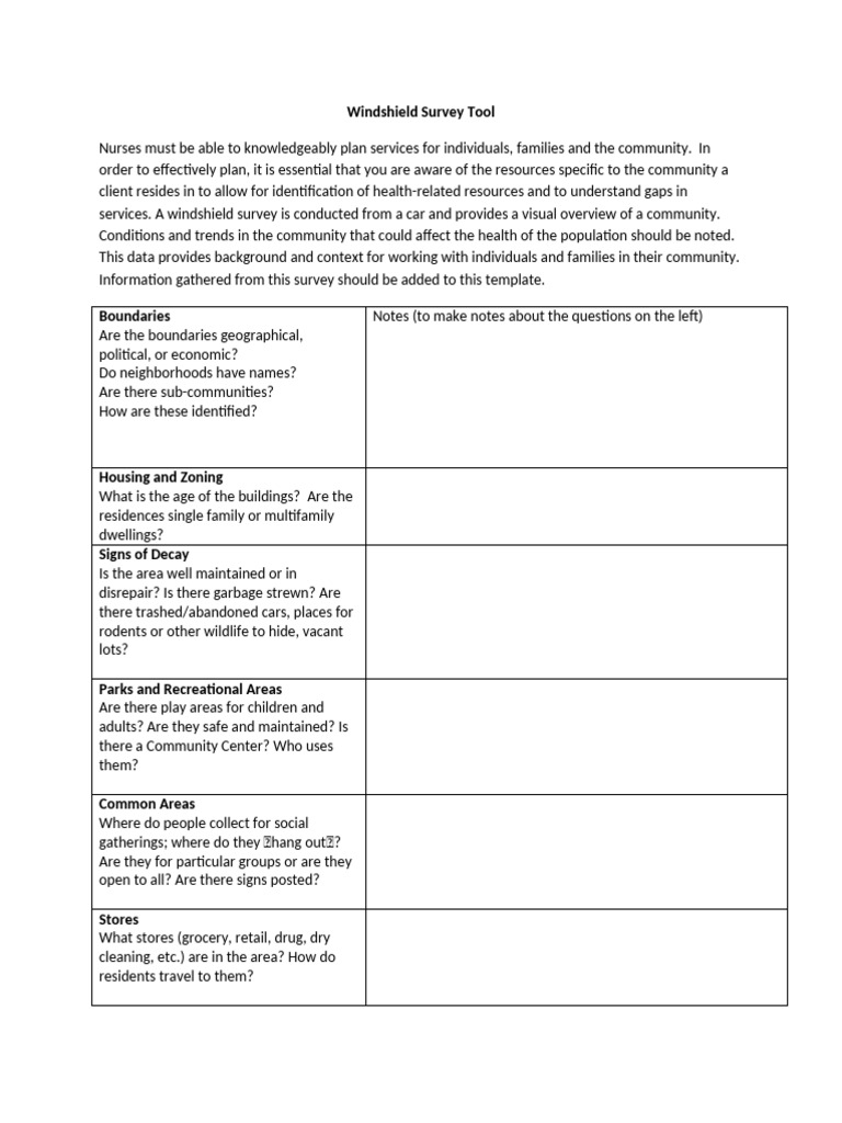 Windshield survey tool pdf