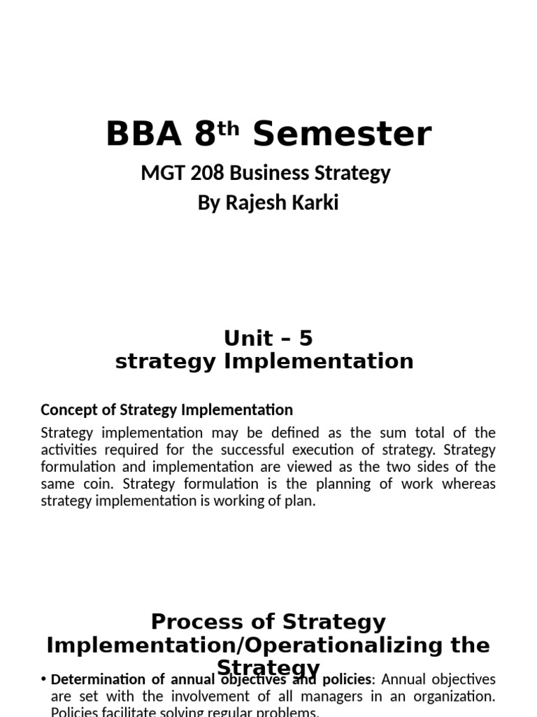 Unit 5 Strategy Implementation | PDF | Organizational Structure | Business