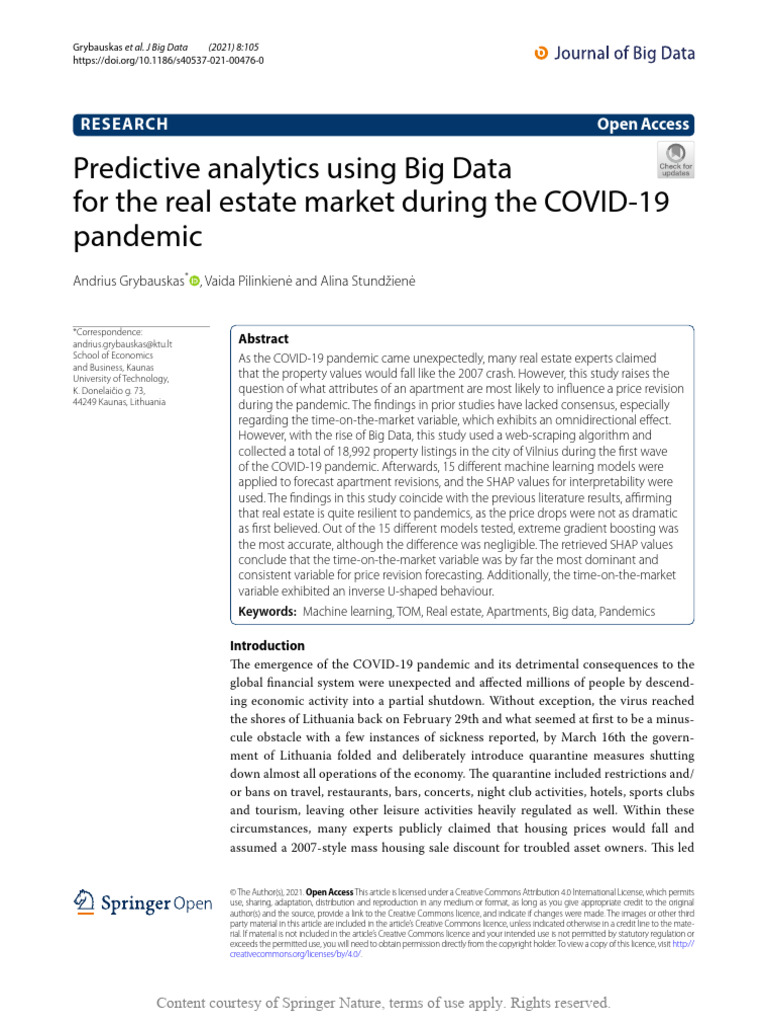 Predictive Analytics Using Big Data For The Real e | PDF