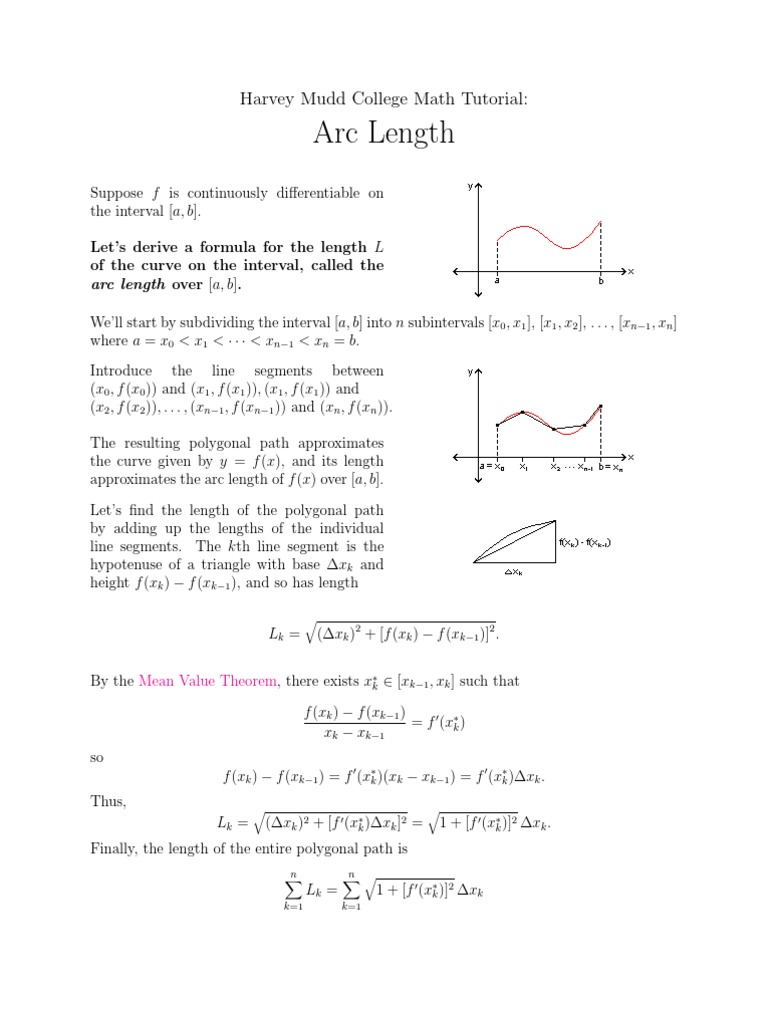 Arc Length: Harvey Mudd College Math Tutorial | PDF | Teaching Methods ...