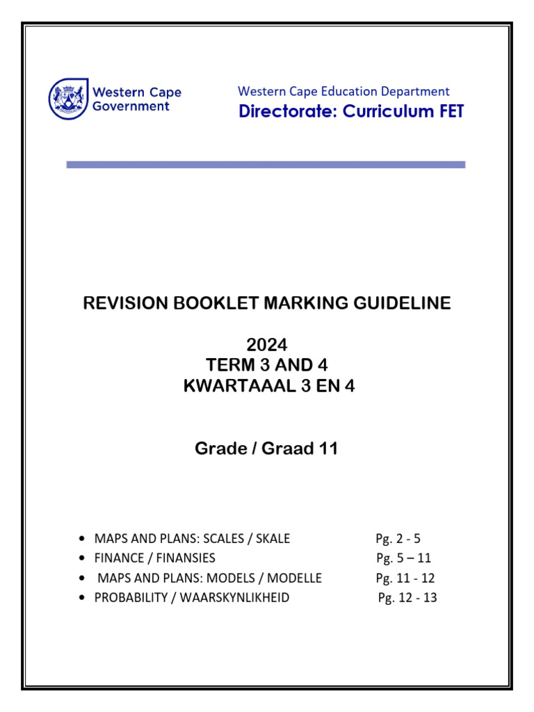 Mathematical Literacy Grade 11 Term 3 & 4 Memo | PDF