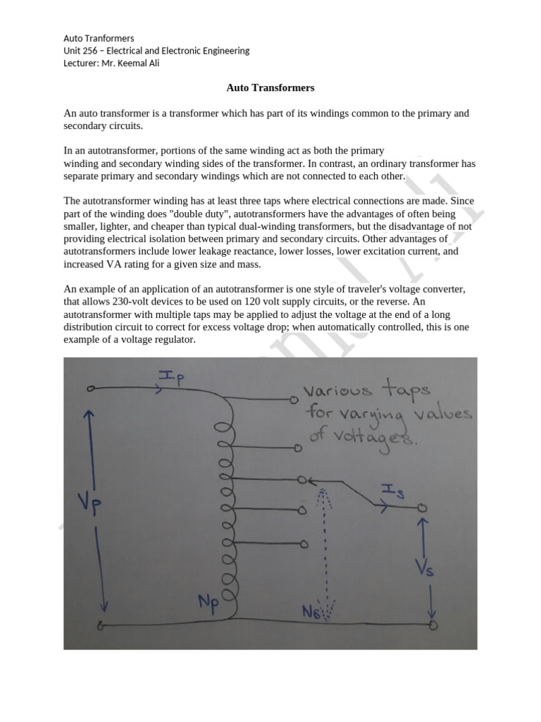 Auto Transformer | PDF