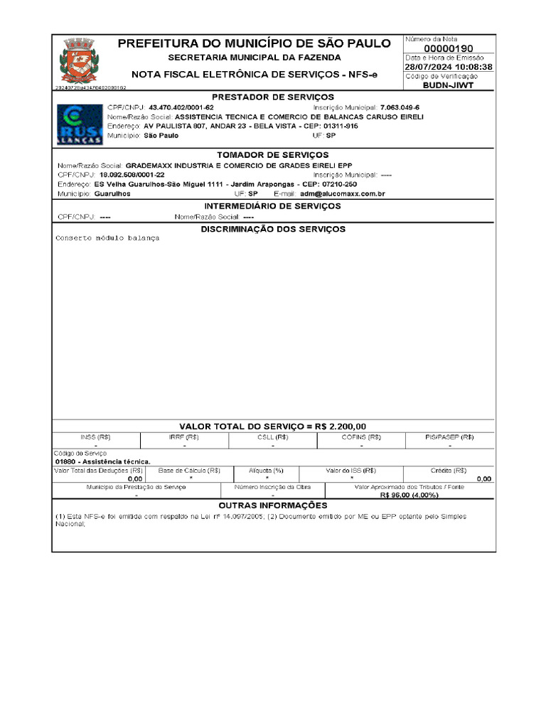 Nota Grademaxx | PDF