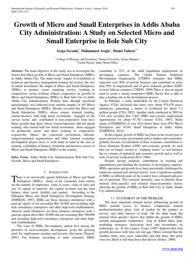 Growth of Micro and Small Enterprises in | PDF