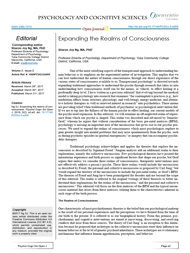 Expanding The Realms of Consciousness | PDF