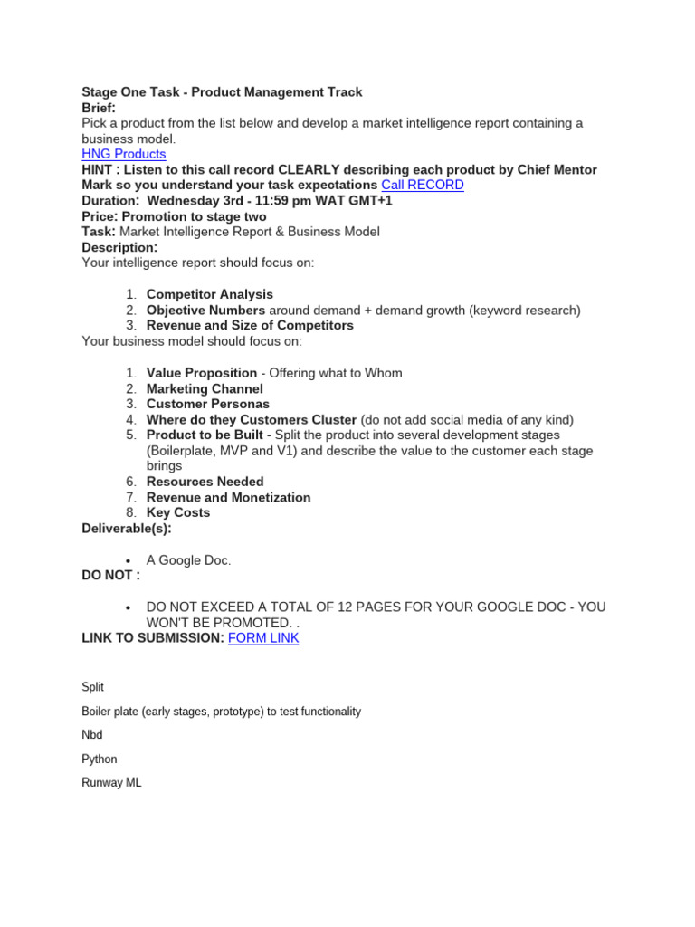 HNG11 Product Management Akpan Emmanuel Task 1 | PDF