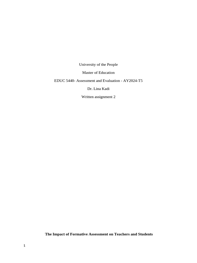 Impact of Formative Assessment on Learning | PDF | Educational ...