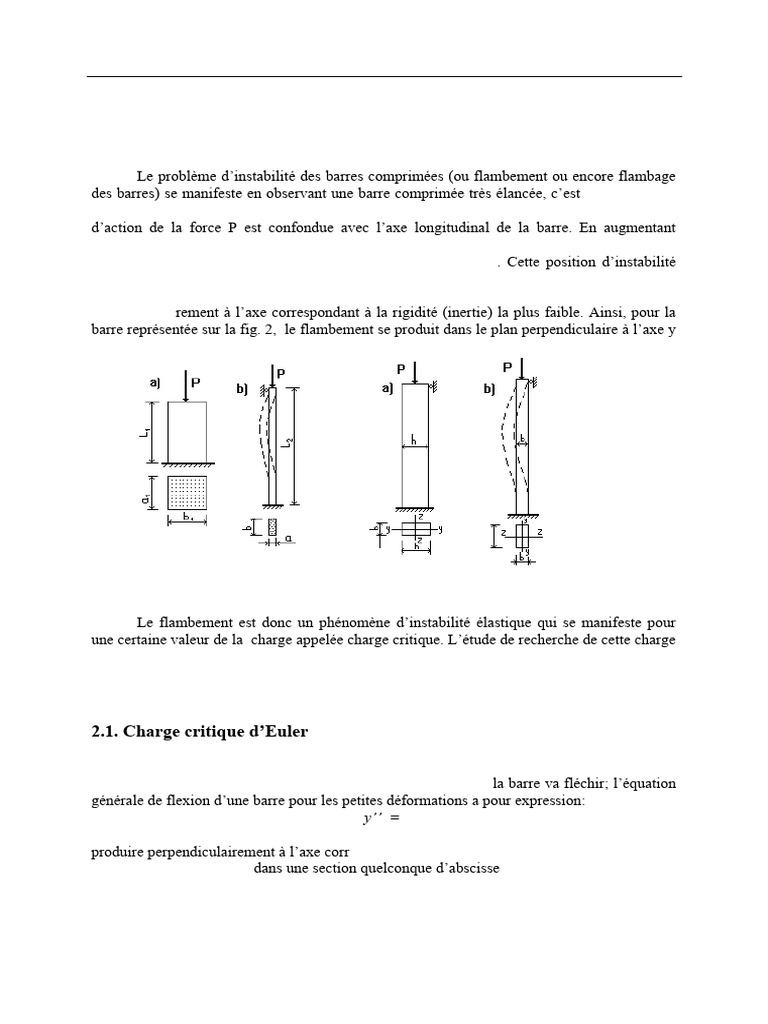 Flambement et charge critique d'Euler | PDF | Flambage | Méthodes et ...