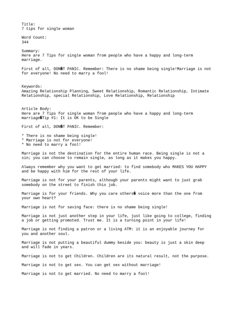 7 Tips For Single Woman PDF
