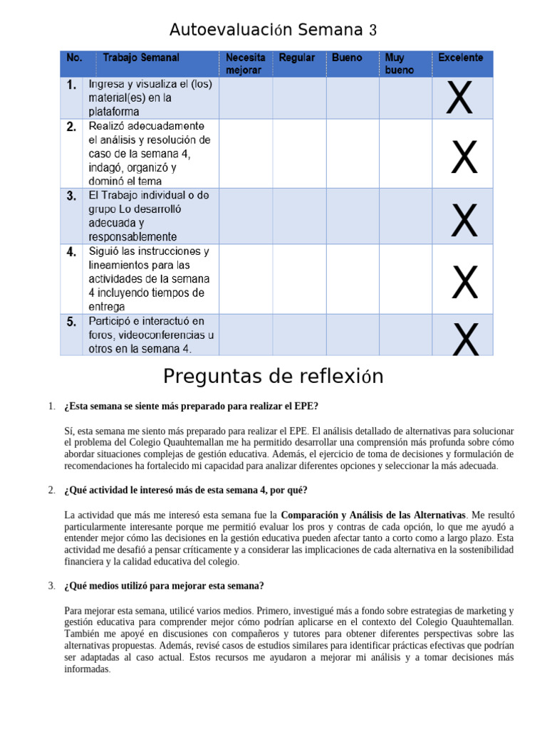 4 Semana Autoevaluación | PDF