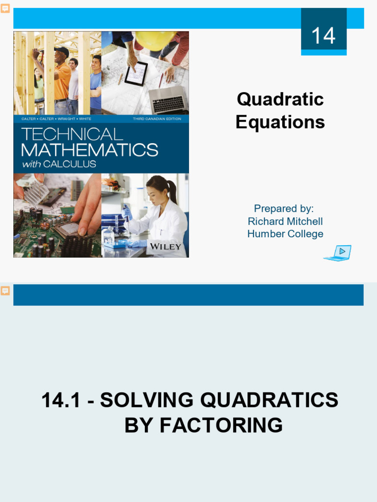 14 Quadratic Equations - Chapter 14 | PDF