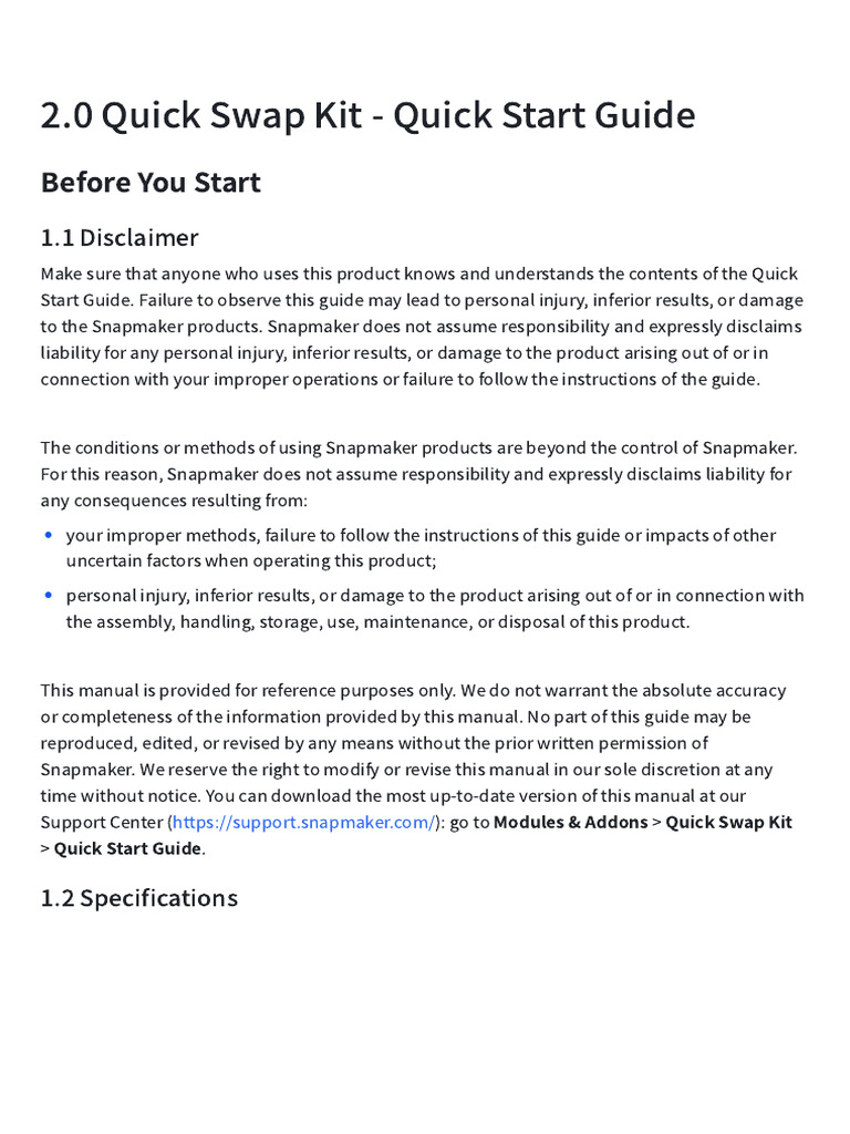 Snapmaker 2.0 Quick Swap Kit Guide | PDF | Usb | Business
