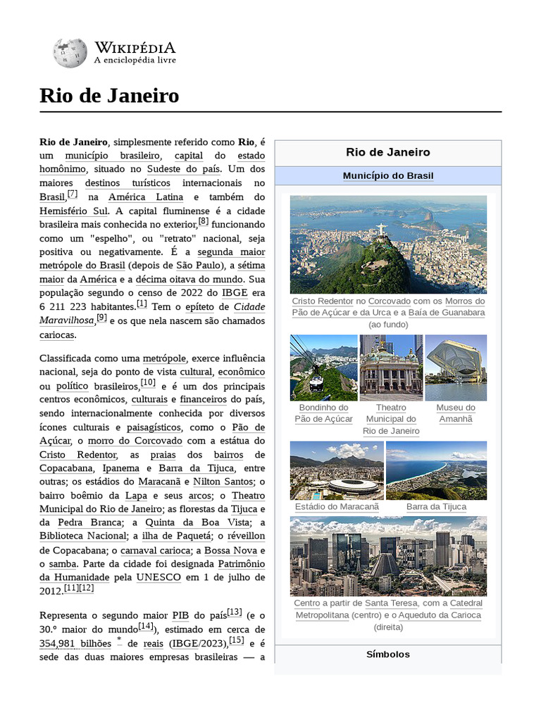 Rio de Janeiro: Cidade Maravilhosa e Ícones | PDF | Rio de Janeiro | Brasil